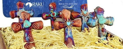 Raku  Cross with Magnet